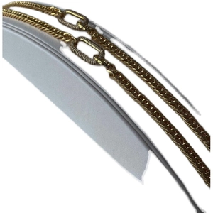 Retro Cuban link choker with sparkling rhinestone geometric buckle on white display