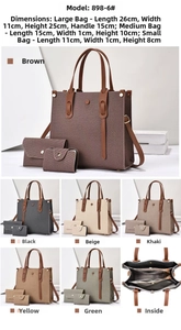 Detailed view of the 3-piece tote bag set interior structure and multiple color options