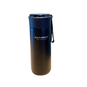 Gourde isotherme en acier inoxydable bleu marine mat avec poignée en silicone