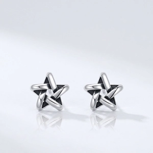 Orecchini A Stella Argento Sterling 925 Cavo Intrecciato Geometrico Vintage Hip Hop Gioielli Minimalisti Per Donne