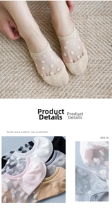 Detailed view of sheer mesh invisible boat socks with 3D embossed polka dot patterns