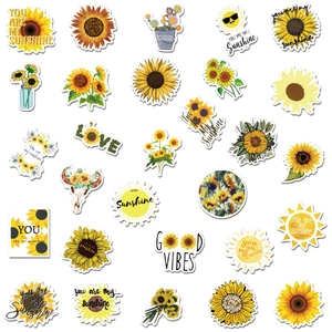 Waterproof sunflower and honey bee stickers set for skateboards and luggage decoration