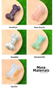 Detailed views of 35mm bone-shaped natural crystals like Amethyst and Rose Quartz