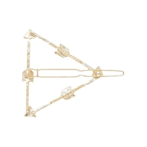 Eleganter goldener Metall-Haarclip in Bogen- und Pfeilform mit poliertem Finish