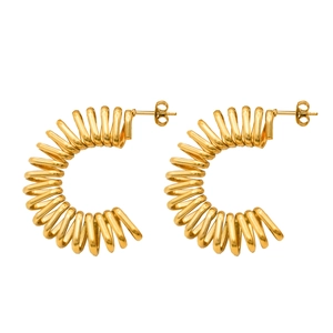 Creative 18k gold plated stainless steel spring spiral earrings for women