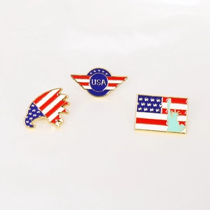 Lot de broches patriotiques USA avec tête d'aigle, ailes USA et pins émaillés Liberté