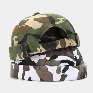 Camouflage Docker Hat Brimless Cap Polyester Adjustable Skullcap Streetwear For Men Women