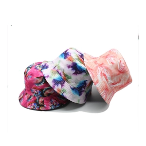 Reversible Bucket Hat Cotton Polyester Abstract Print Sun Protection Streetwear Hip Hop Outdoor Unisex