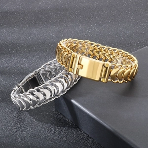 Men's stainless steel 316L dragon bone bracelets in gold and silver finish
