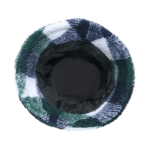 Cappello da pescatore scozzese in pile sherpa verde e blu per calore invernale