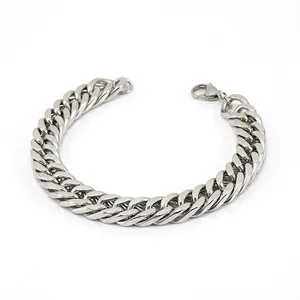 Stainless Steel Cuban Link Bracelet For Men Punk Hip Hop Fashion Polished Chain Jewelry