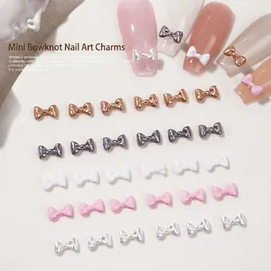3D Bowknot Nail Art Charms Resin Alloy Mini Bowtie DIY Manicure Decoration Cute Sweet Professional Salon Accessories