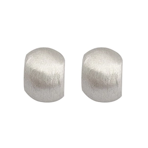 Matte silver 925 sterling silver drum shaped heart earrings with brushed texture