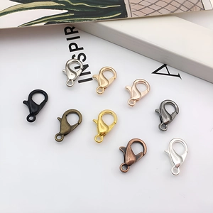 Close-up of 12mm colorful zinc alloy lobster clasps for DIY jewelry making kits