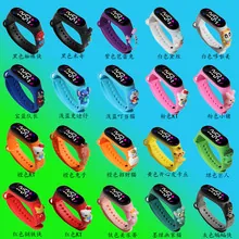 Collection of twenty kids' colorful LED digital watches with 3D cartoon silicone bands