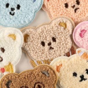 Colorful teddy fleece bear embroidery patches for DIY clothing accessories decoration