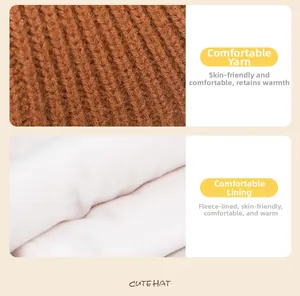 Détail du tricot marron chaud avec doublure en polaire blanche pour l'isolation hiver