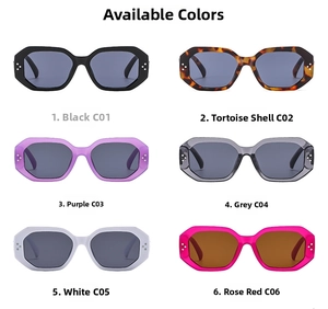 Detailed comparison of thick-frame polygon sunglasses available in six retro colors