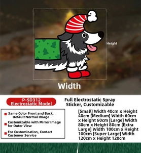 Tableau des tailles pour stickers de Noël statiques pour fenêtres de 40cm à 120cm