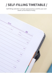 Macro view of undated planner pages showing daily timeline, countdown and weekly schedule