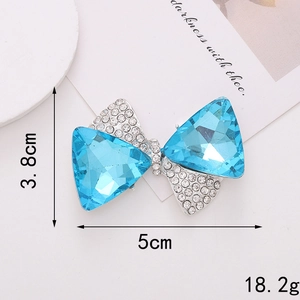 Zinc alloy bow ornament with light blue crystals and rhinestones for DIY crafts