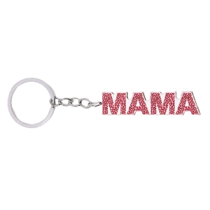 Portachiavi MAMA con stampa leopardata rosa e anello in metallo per la mamma