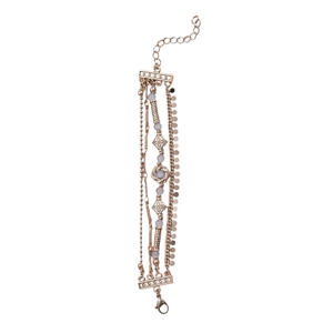 Multilayer rose gold beaded bracelet with bohemian metal charms and lobster clasp