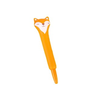 Cute orange cartoon fox stress relief gel pen with soft slow rebound squishy grip