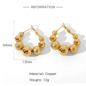 Spécifications détaillées de taille pour boucles d'oreilles boules dorées en cuivre
