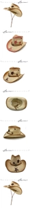 Detail of western straw hat showing the star pattern, braided band and adjustable chin strap
