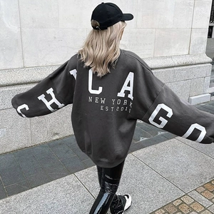 Sweat-Shirt Oversize Femmes Polyester Spandex Imprimé Lettres Chicago New York Col Rond Streetwear Décontracté