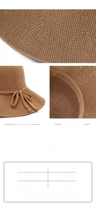 Detail of breathable cotton knit fabric and adjustable bow ribbon on summer sun hat