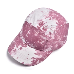 Casquette 5 pans tie-dye rose et blanc avec bord plat pour les loisirs en extérieur