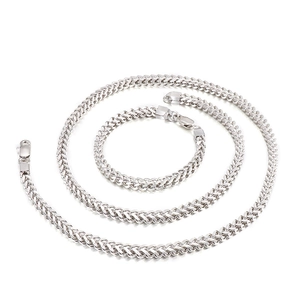 Ensemble collier et bracelet chaîne Franco en acier inoxydable poli pour hommes et femmes