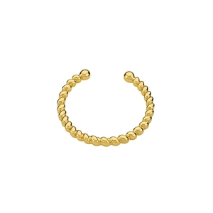 Polished gold-plated twisted rope ear cuff for non-pierced ears, minimalist jewelry