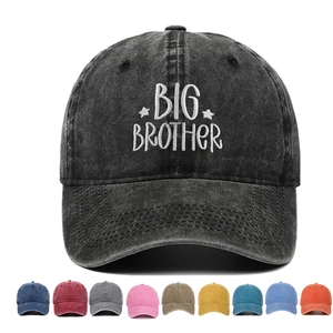 Baseball Cap Washed Cotton Vintage Big Brother Embroidery Star Retro Distressed Sun Protection Adjustable Dad Hat Unisex