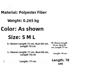 Größentabelle für Blumenkleid mit Polyester-Material und S, M, L Abmessungen