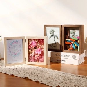 3D wooden shadow box frame with preserved flowers and paper art for handmade gifts