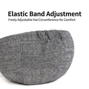 Grey newsboy cap featuring an adjustable elastic back strap for a comfortable custom fit