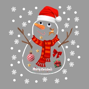 Detail of DIY Christmas window stickers set including Santa, snowman and festive decals