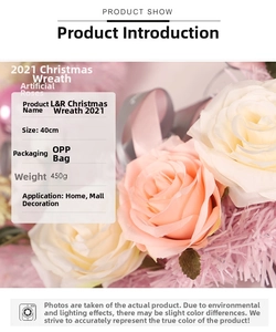Detail specifications of 40cm artificial rose wreath for home and mall door decoration