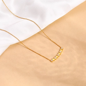 18K gold honeycomb smile necklace with zircon hexagon geometric pendant for women