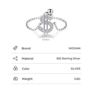 925 sterling silver dollar sign ring with sparkling micro-pave gems and delicate chain