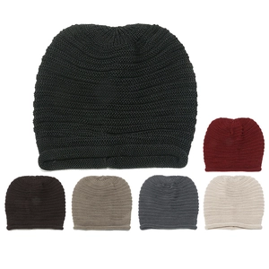 Detail of horizontal stripe knit texture across six diverse winter beanie color options