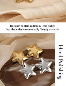 Polished 316 stainless steel star stud earrings in gold and silver finish