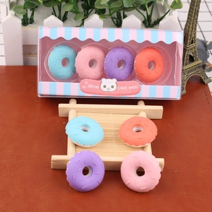 Creative doughnut-shaped eraser set in colorful blue pink purple and orange tones