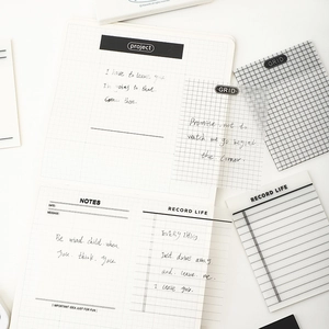 Translucent grid sticky notes and minimalist PET memo pads for planner and note taking