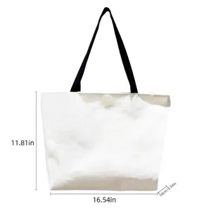 Vue détaillée du grand sac cabas en toile avec dimensions 42cm largeur et 30cm hauteur