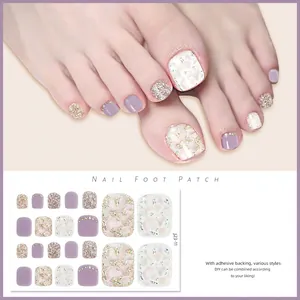 Detail of J23-11 glitter and lilac marble nail foot patches with self-adhesive backing