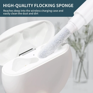 Multi-purpose cleaning pen with high-density flocking sponge for wireless earbud cases